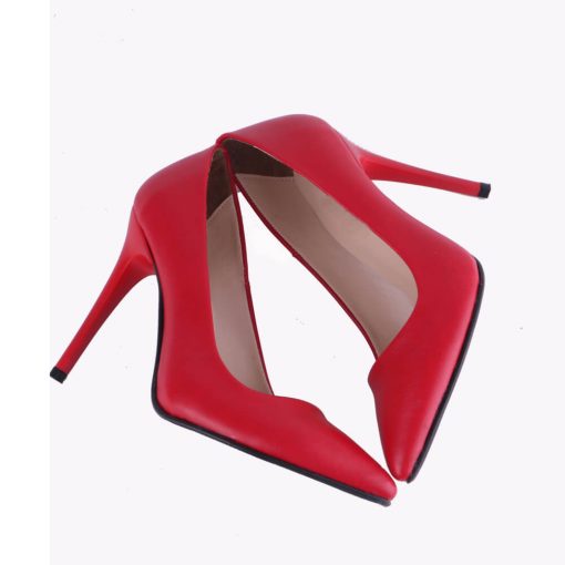 Red Faux Leather Stiletto Heels for Women Dressy Ma-021