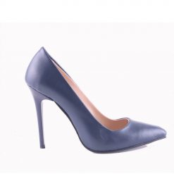 Navy Blue Faux Leather Stiletto Heels for Women Dressy Ma-021