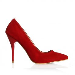 Kırmızı Süet Topuklu Ayakkabı Stiletto Ma-021