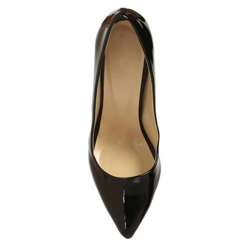 Siyah Rugan Topuklu Ayakkabı Stiletto Ma-021