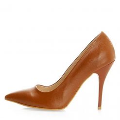 Tan Faux Leather Stiletto Heels for Women Dressy Ma-021
