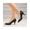 Black Faux Leather Thin Heel Pumps for Women Ma-017