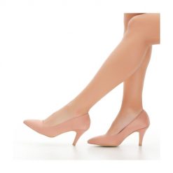 Pink Faux Leather Thin Heel Pumps for Women