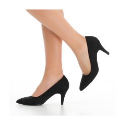 Black Suede Thin Heel Pumps for Women Ma-017