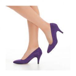 Purple Suede Thin Heel Pumps for Women Ma-017