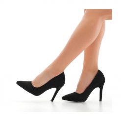 Siyah Süet Topuklu Ayakkabı Stiletto Ma-021