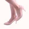 Pink Faux Leather Thin Heel Pumps for Women Ma-017