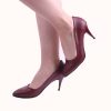 Burgundy Patent Leather Thin Heel Pumps for Women Ma-017