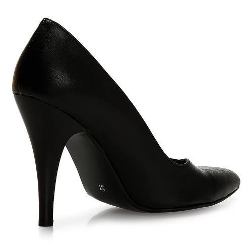 Siyah Deri Stiletto Ayakkabı