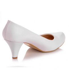 Beyaz Kısa Topuklu Ayakkabı