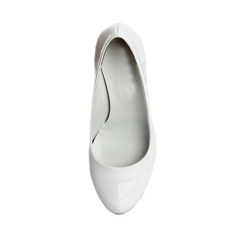 Beyaz Kalın Kısa Topuklu Ayakkabı