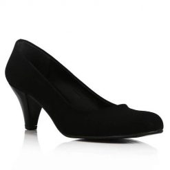 Siyah Süet Kısa Topuklu Ayakkabı