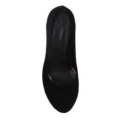 Siyah Süet Kısa Topuklu Ayakkabı