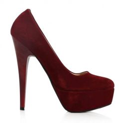 Burgundy Suede Platform High Heel Sandals for Women Ma-008