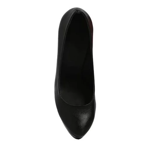 Siyah Yüksek Platform Topuklu Ayakkabı Deri Ma-008