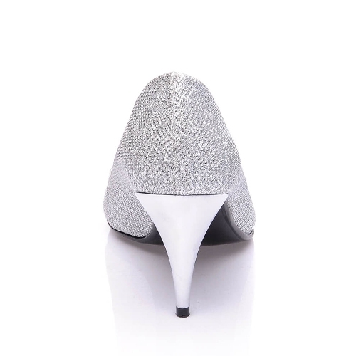 Gümüş İnce Topuklu Ayakkabı Simli Ma-017