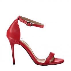 Red Ankle Strap Thin Heels for Women Ra-055