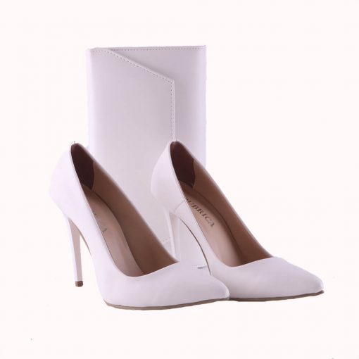 Beyaz Deri Ayakkabı Çanta Takım RC-021