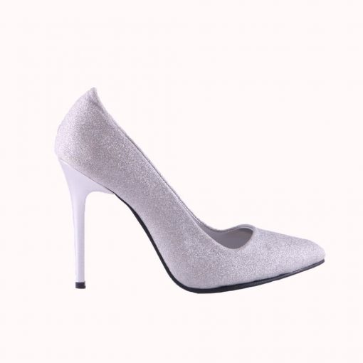 Gümüş Topuklu Ayakkabı Stiletto Simli Ma-021