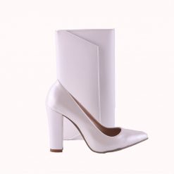 White Thick Heels Wedding Women Shoes and Bags Matching RC-023
