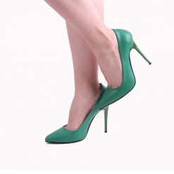 Green Faux Leather Stiletto Heels for Women Dressy Ma-021