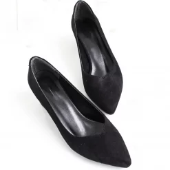 Siyah Süet 5 cm Topuklu Ayakkabı RA-162