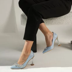 Mavi Taşlı Topuklu Sandalet Ra-510