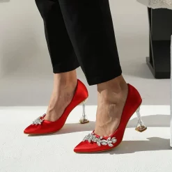 Kırmızı Taşlı Topuklu Sandalet Ra-510