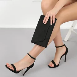 Siyah Süet Bayan Ayakkabı Çanta Kombin Ra-900