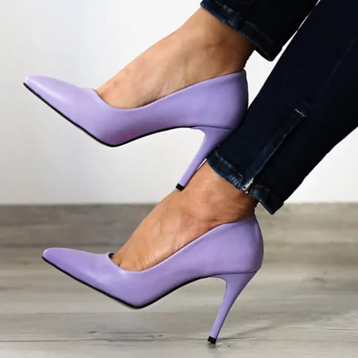 Lilac Faux Leather Stiletto Heels for Women Dressy Ma-021