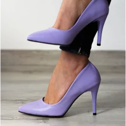 Lilac Faux Leather Stiletto Heels for Women Dressy Ma-021
