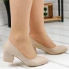 Beige Suede Round Toe Chunky Heels for Women Ra-1002