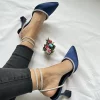 Blue Satin Bow Heels for Women Rhinestone RA-1000