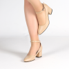 Beige Faux Leather Ankle Strap Low Block Heel for Women Ra-500