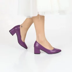 Purple Faux Leather Low Heel Casual Shoes for Women RA-162