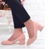 Pink Suede Round Toe Chunky Heels for Women Ra-1002