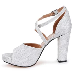 Silver Glitter Platform High Heel Evening Dress Shoes for Women RA-701