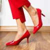 Red Patent Leather Thin Heel Pumps for Women Ma-017