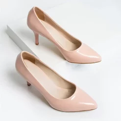 Pink Patent Leather Thin Heel Pumps for Women Ma-017