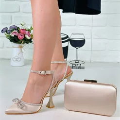 Beige Evening Bag and Shoes Matching Set for Women RA-6002