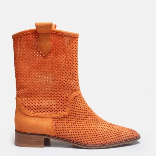 Orange Cowboy Boots for Women Square Toe RA-8010