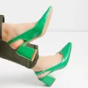 Yeşil Kroko 7 cm Topuklu Ayakkabı Ma-028