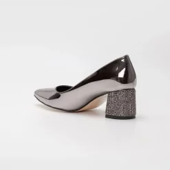 Platin Taşlı Az Topuklu Ayakkabı Ma-048