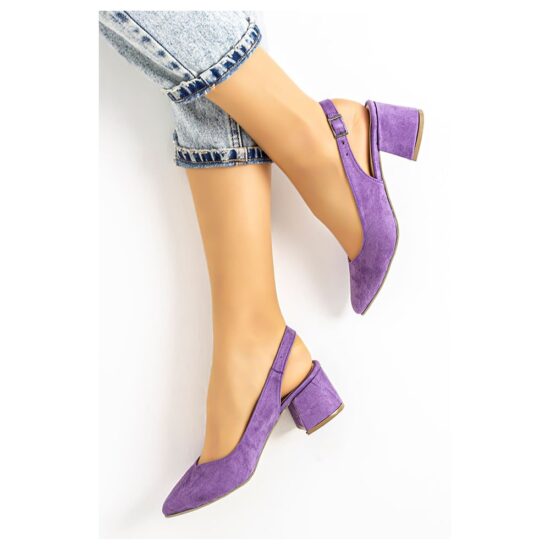 Lilac Suede Ankle Strap Heels for Women MA-028