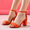 Orange Suede Chunky Heel Dress Shoes for Women MA-030