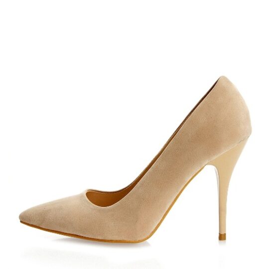 Beige Suede Stiletto High Heel Shoes for Women Ma-021