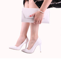 White Stiletto Heel Match Bag and Shoes RC-021