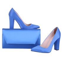 Sax Satin Thick Heel Match Bag and Shoes RC-023
