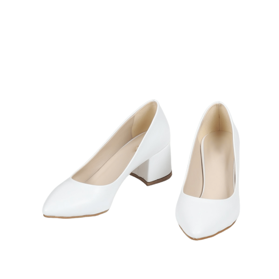 White Low Heel Dress Shoes for Ladies MA-024