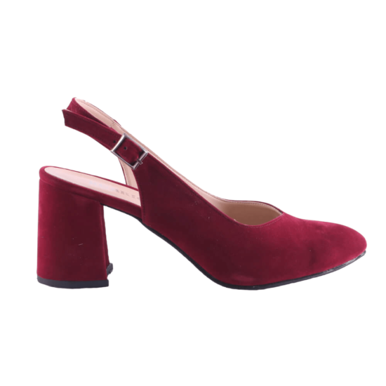Burgundy Suede Ankle Strap Heels for Women MA-028